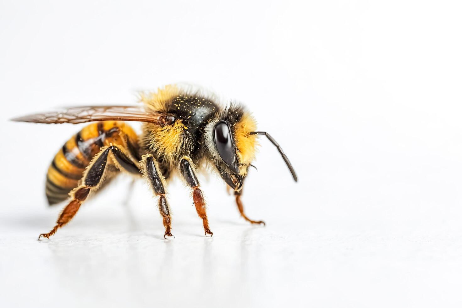 Honey Bee Macro, Isolated on White photo