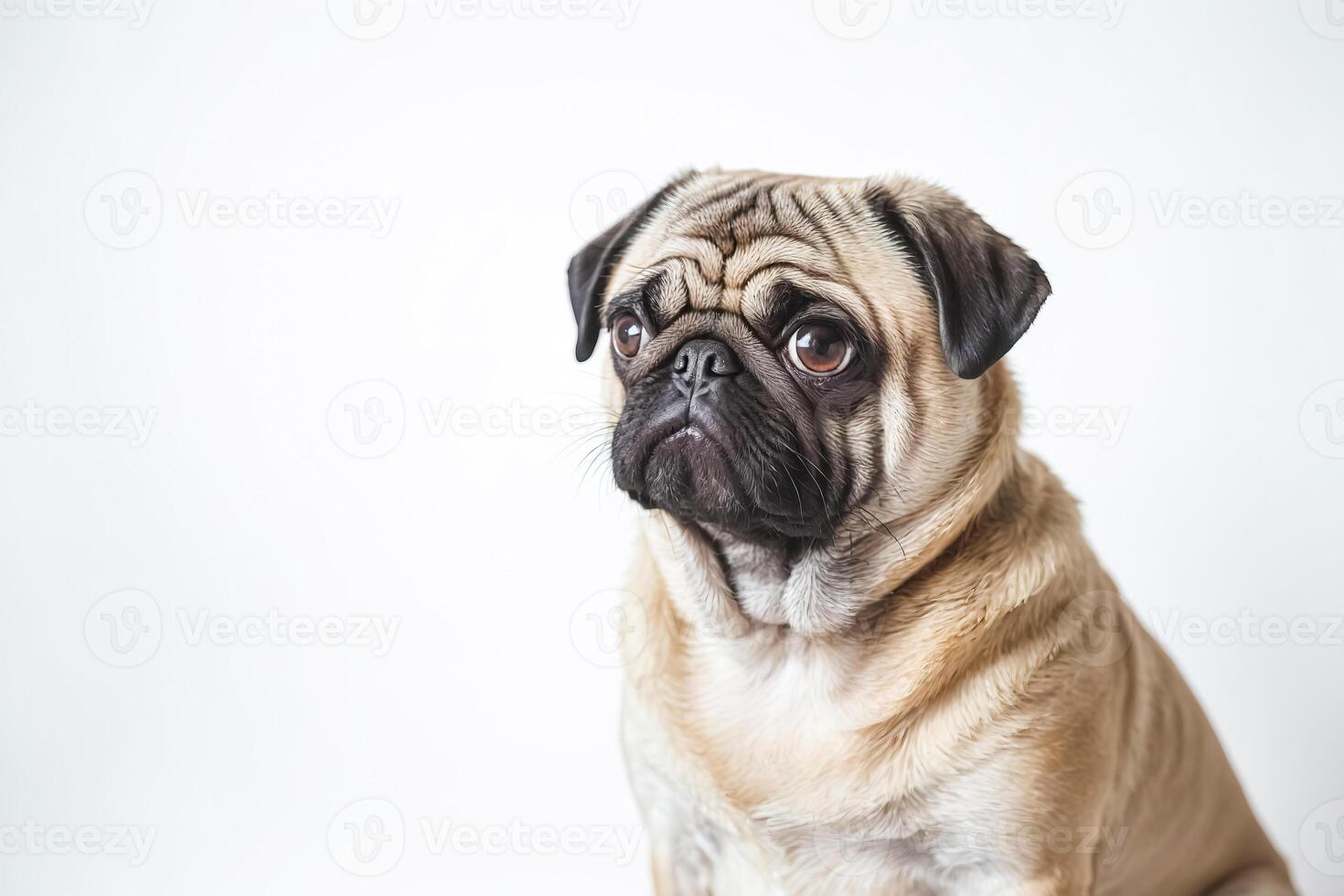 Close-up Portrait of a Pug with Soft Fur and Big Eyes photo
