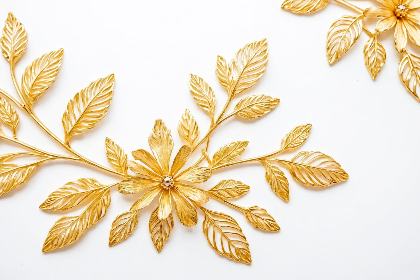 Golden Floral Design on White Background photo
