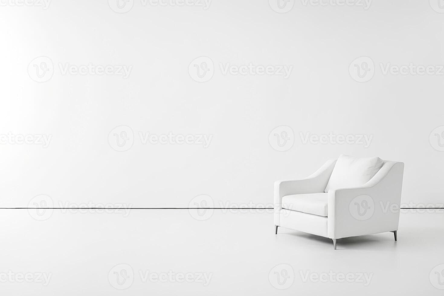 Minimalist White Armchair in Empty Room photo