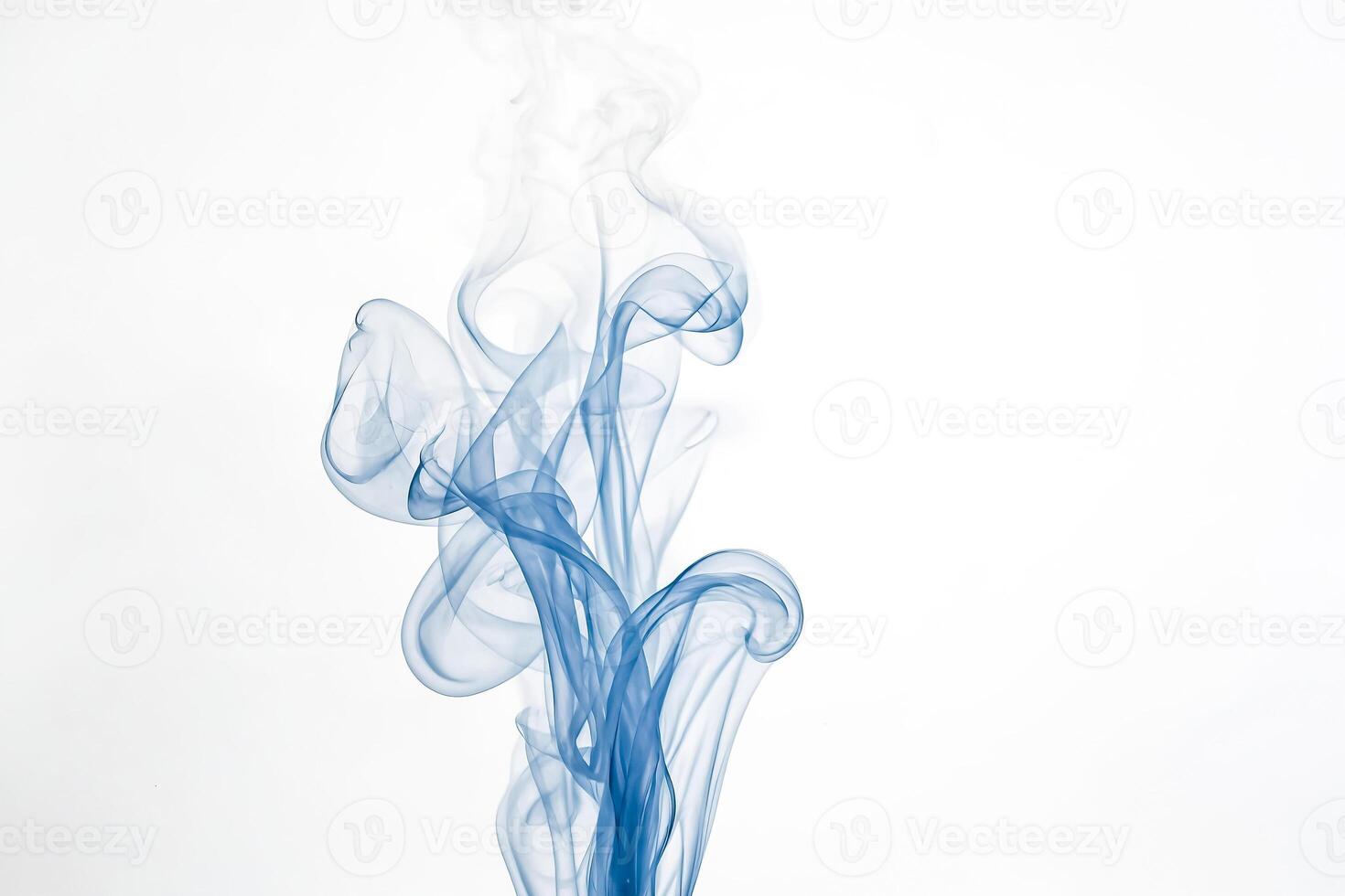 Abstract Blue Smoke Swirling on White Background photo