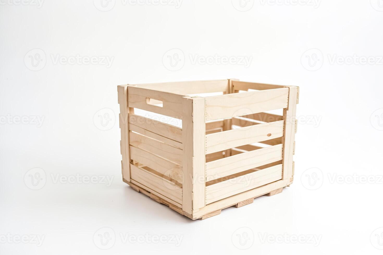 Empty Wooden Crate on White Background photo