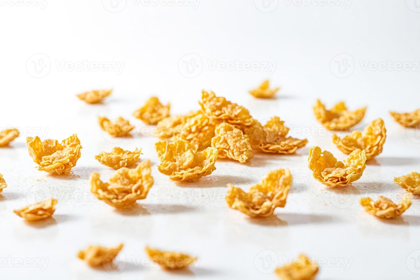 Crispy Cereal Flakes On White Background photo
