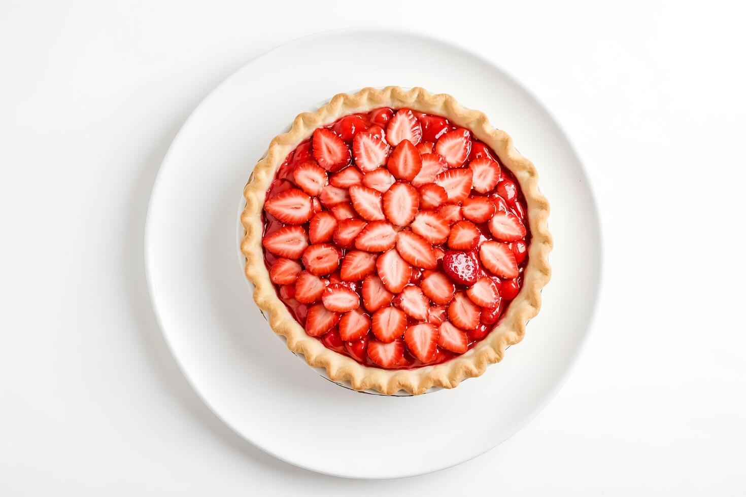 Strawberry Pie on White Plate photo