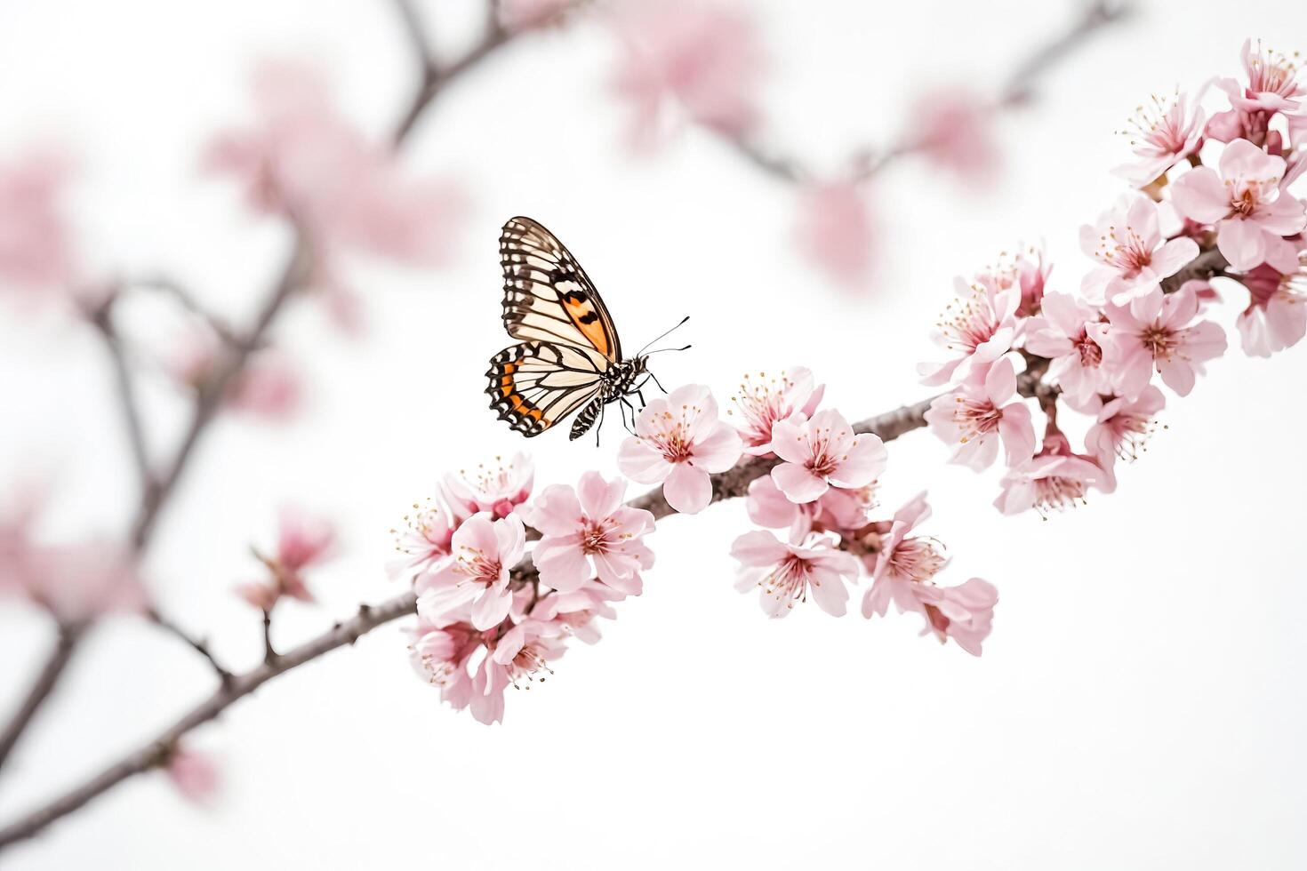 Butterfly and Cherry Blossoms photo