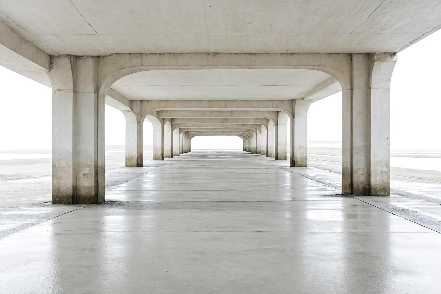 Abstract Concrete Columns Under Bridge photo