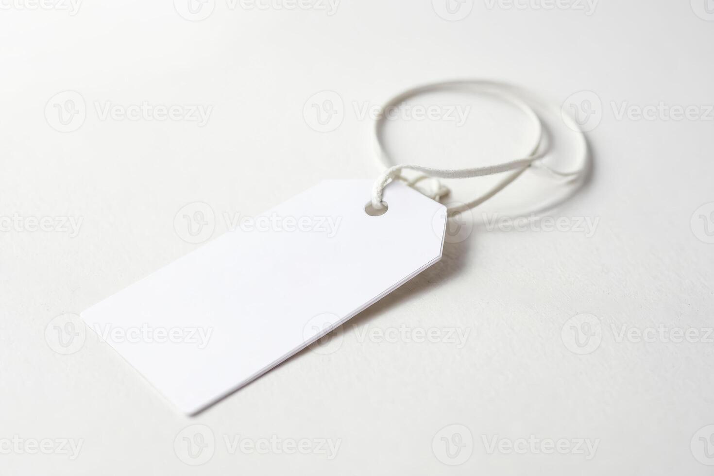 Blank White Tag with String photo