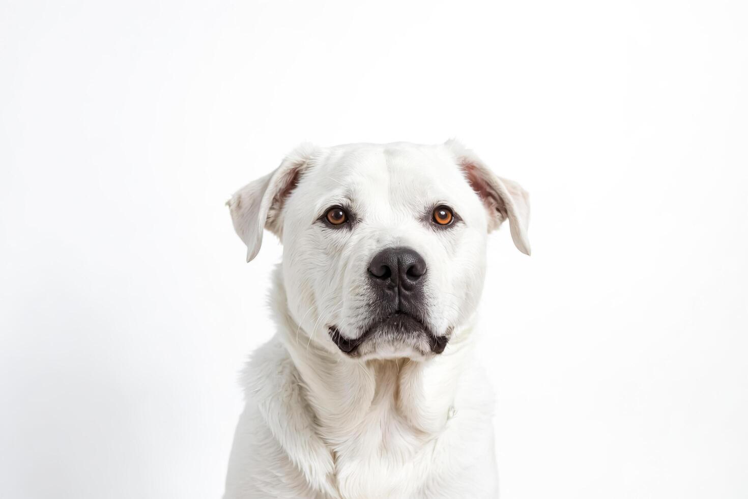 White dog looking at the camera photo