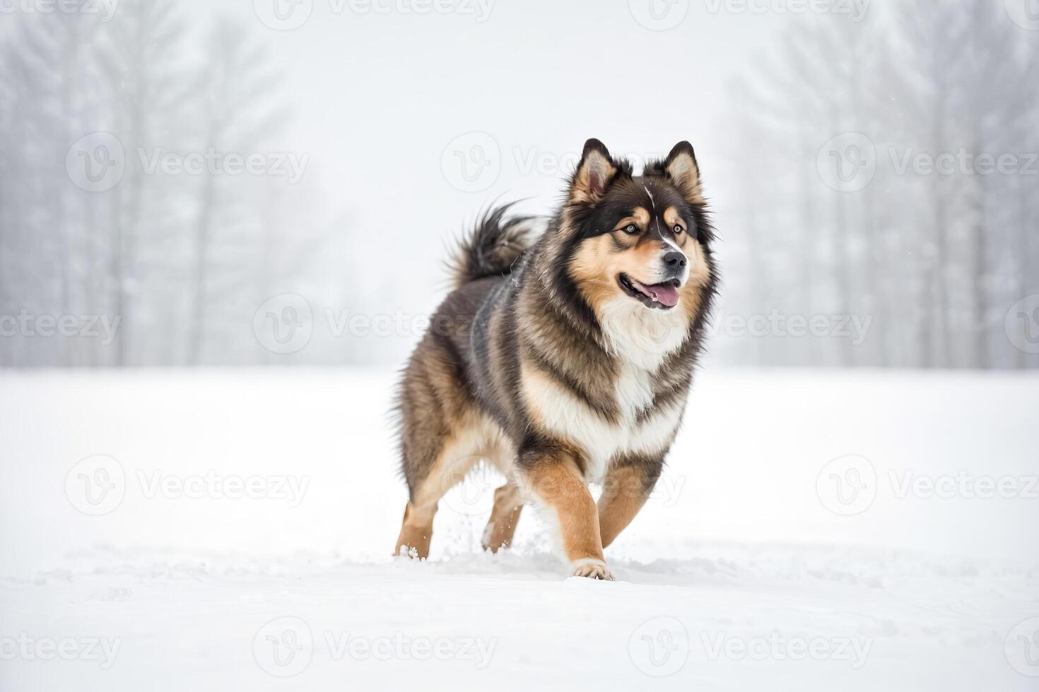 Dog Running Through Snow photo