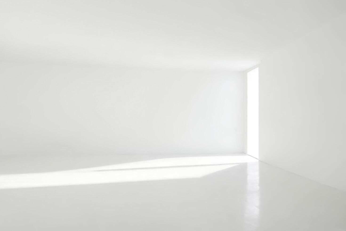 Minimalist White Room with Sunlight Streaming Through Window photo