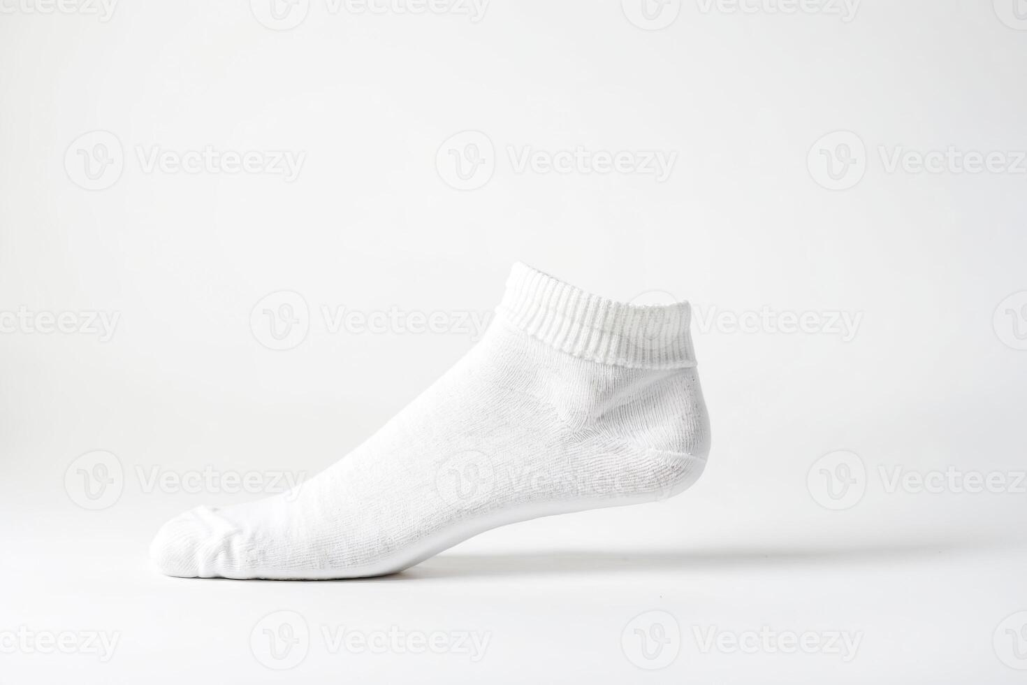 White cotton ankle sock isolated on white background photo