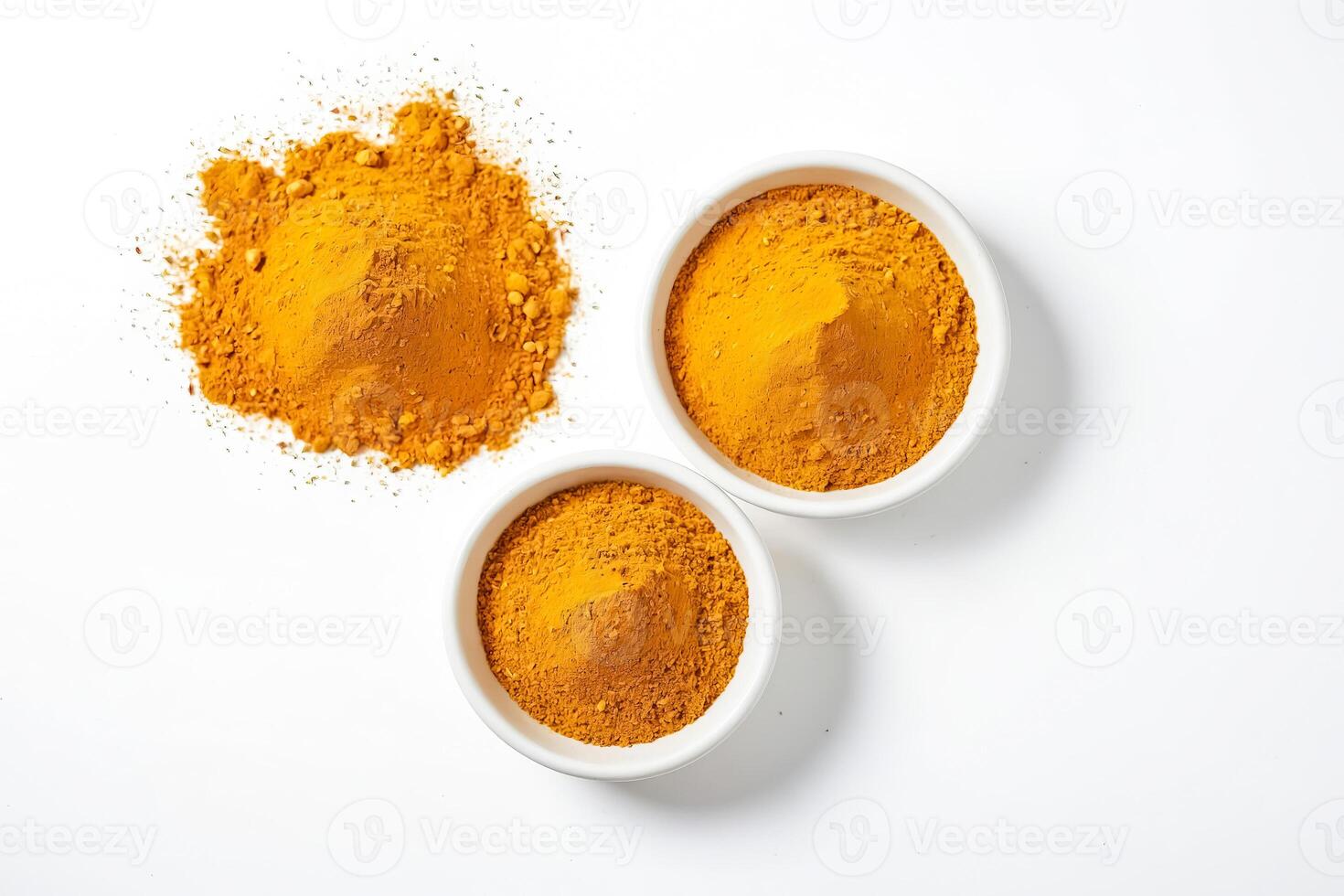 Turmeric Powder in White Bowls on White Background photo
