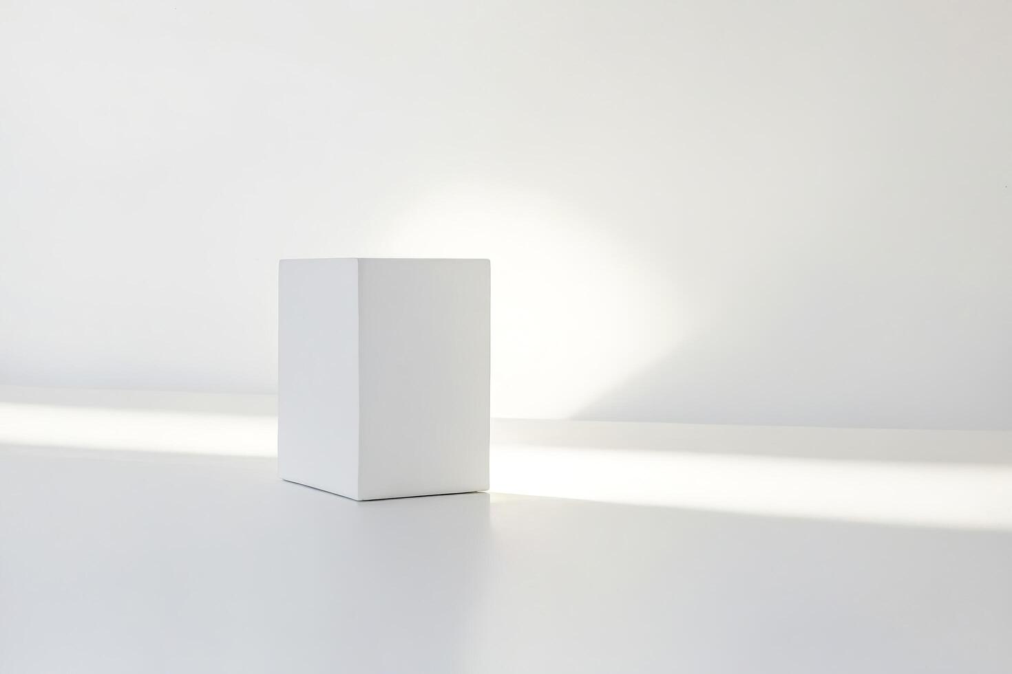 White Cube on White Background with Sunlight photo