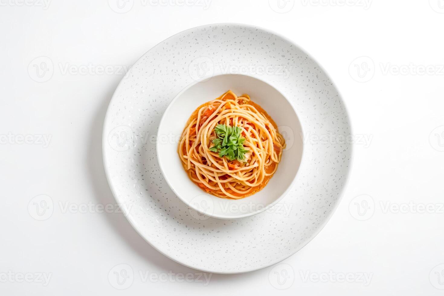 Spaghetti with Tomato Sauce on White Plate photo