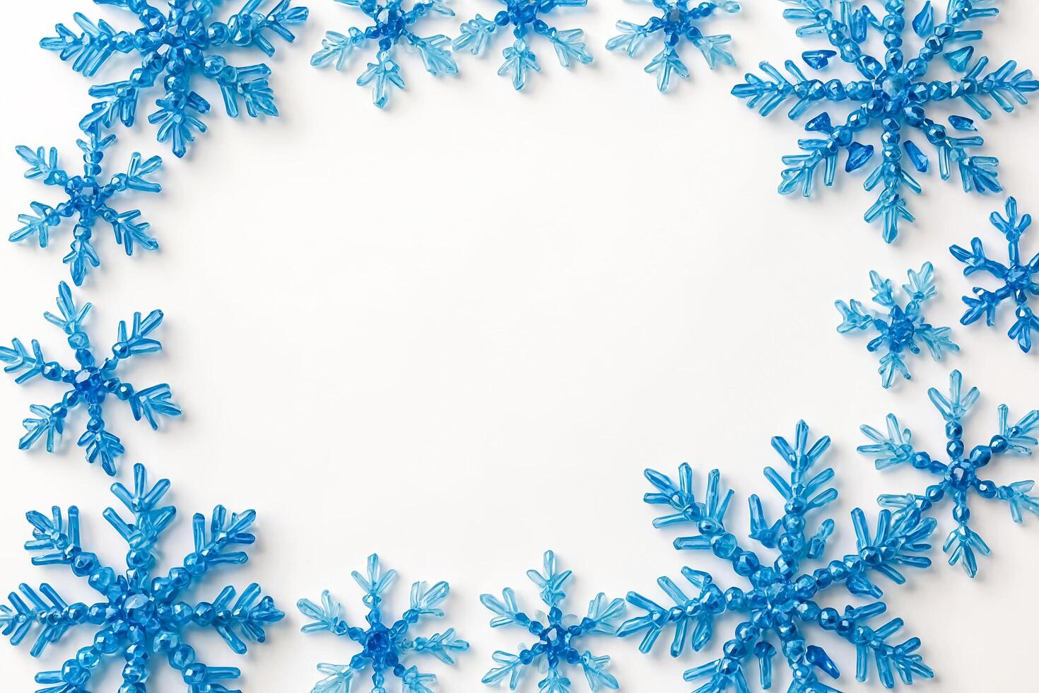 Blue Snowflake Frame on White Background photo