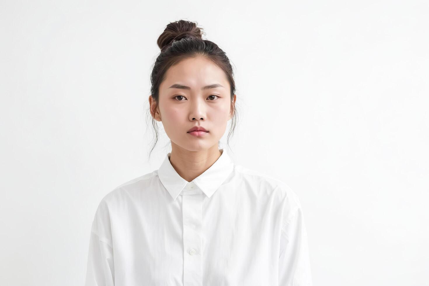 Portrait of a Young Woman in a White Shirt photo