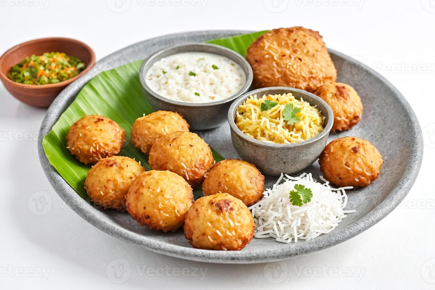 Coconut Balls with Rice and Dipping Sauces photo