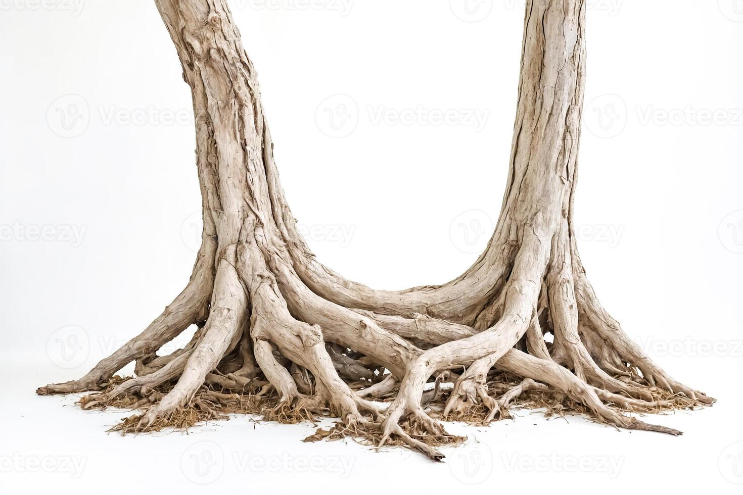Closeup of Tree Roots on White Background photo