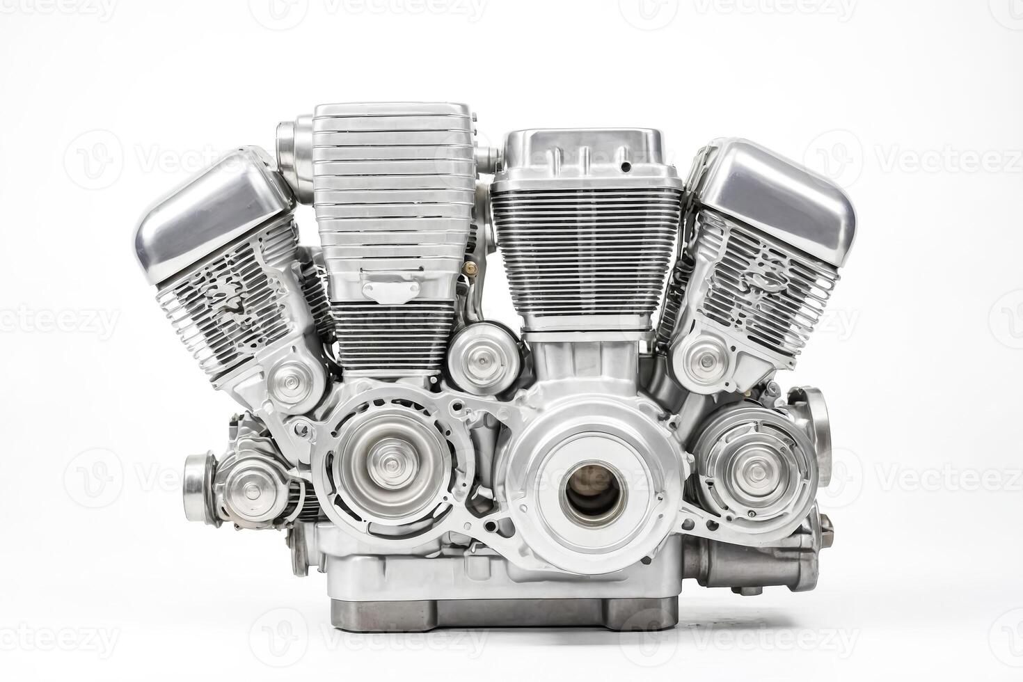 Shiny Silver Motorcycle Engine photo