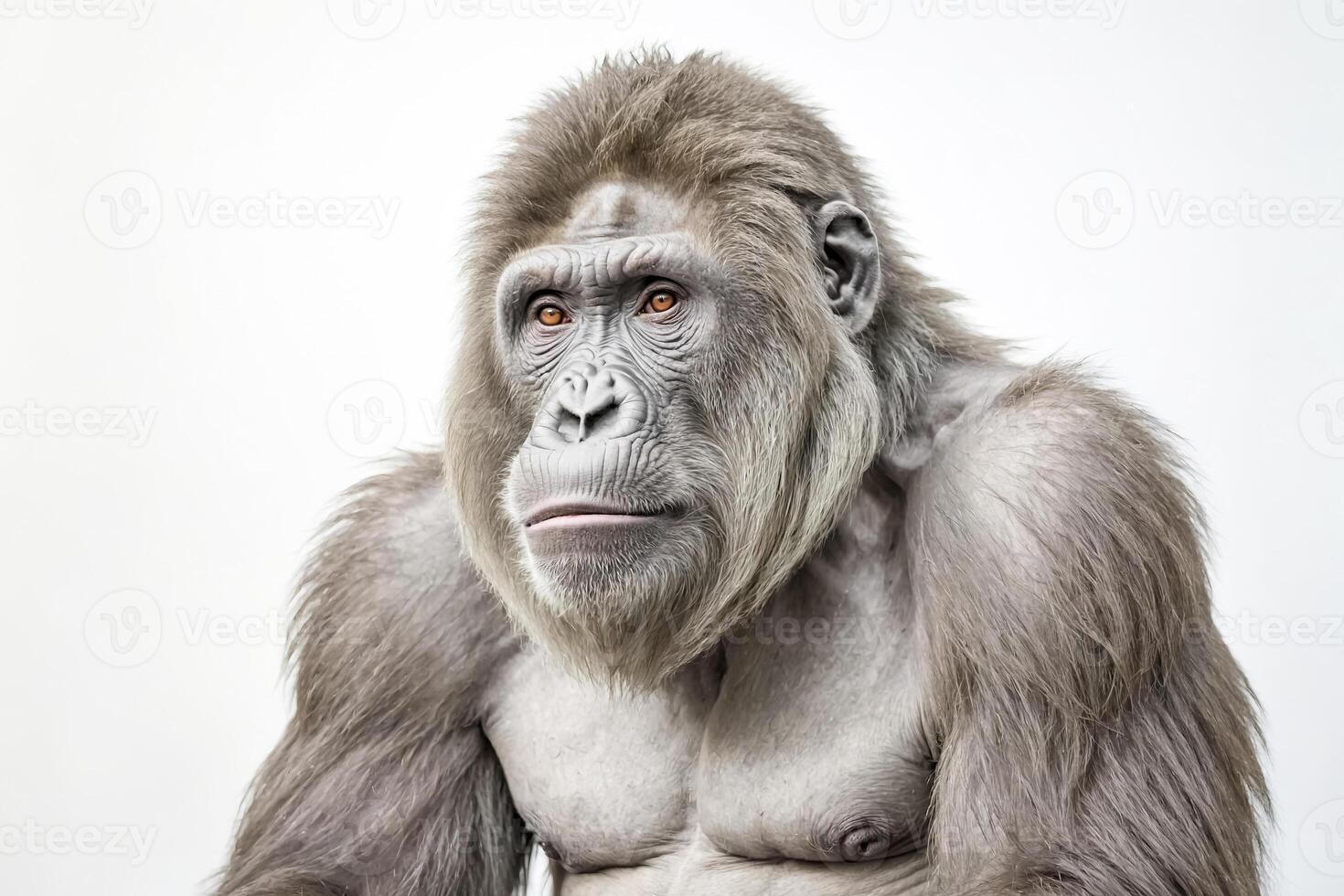 Close-up of a silverback gorilla's face photo