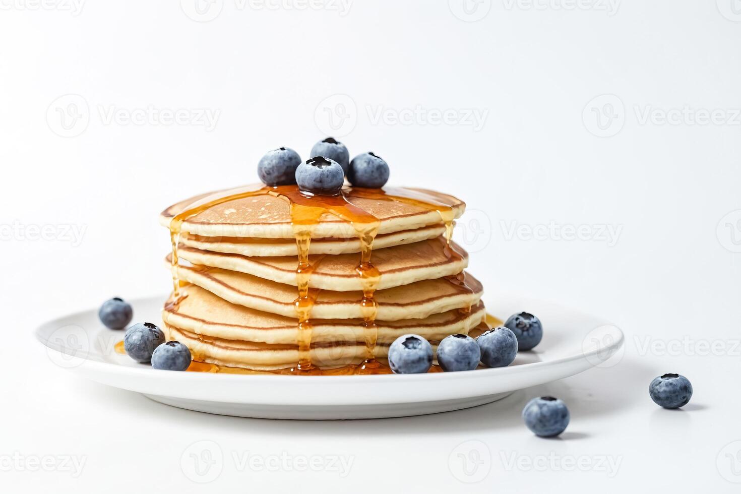 Stack of Pancakes with Blueberries and Syrup photo