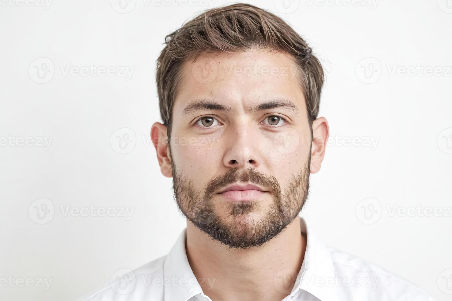 Portrait of a serious young man with a beard photo