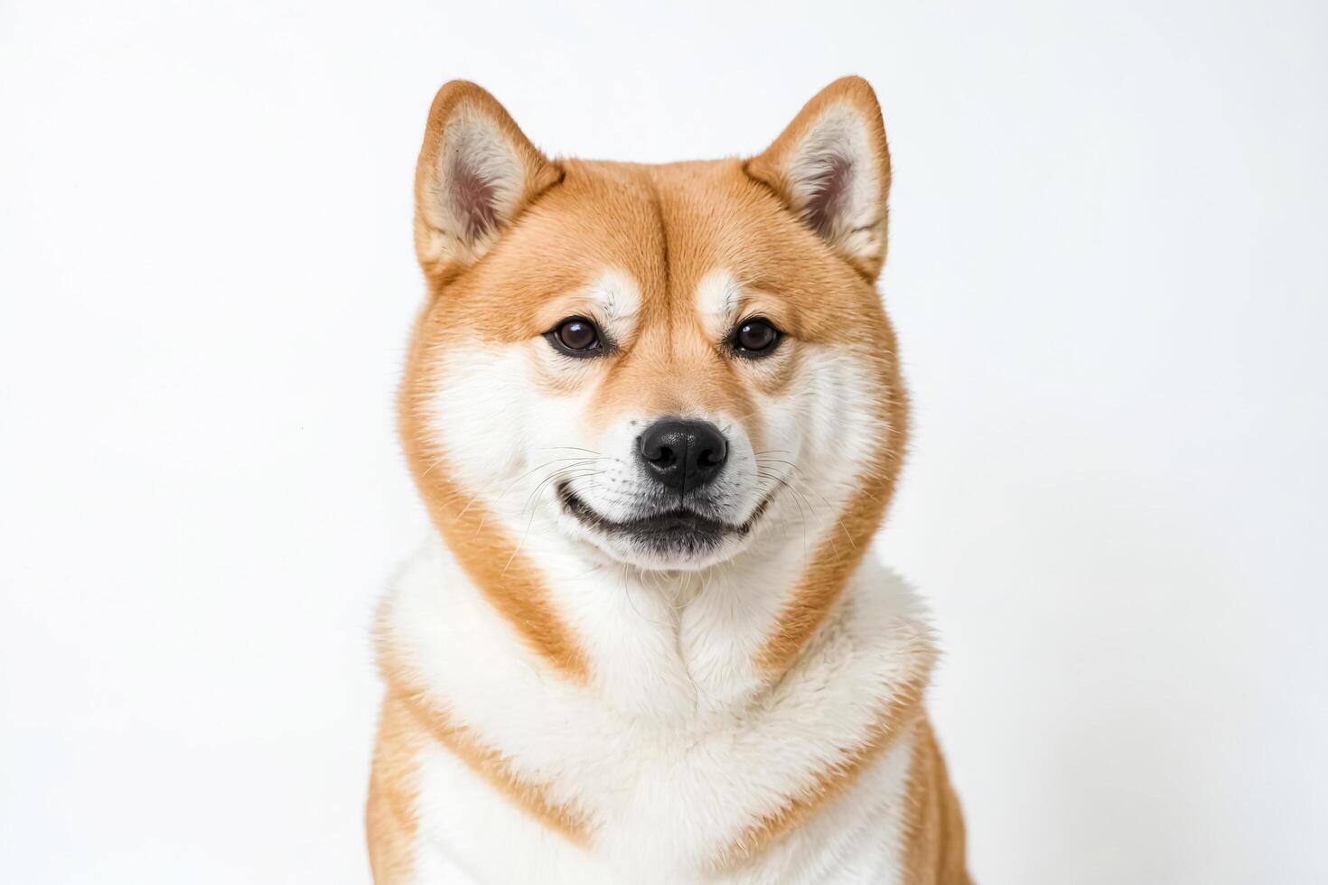 Close Up Portrait of a Shiba Inu Dog with White Background photo