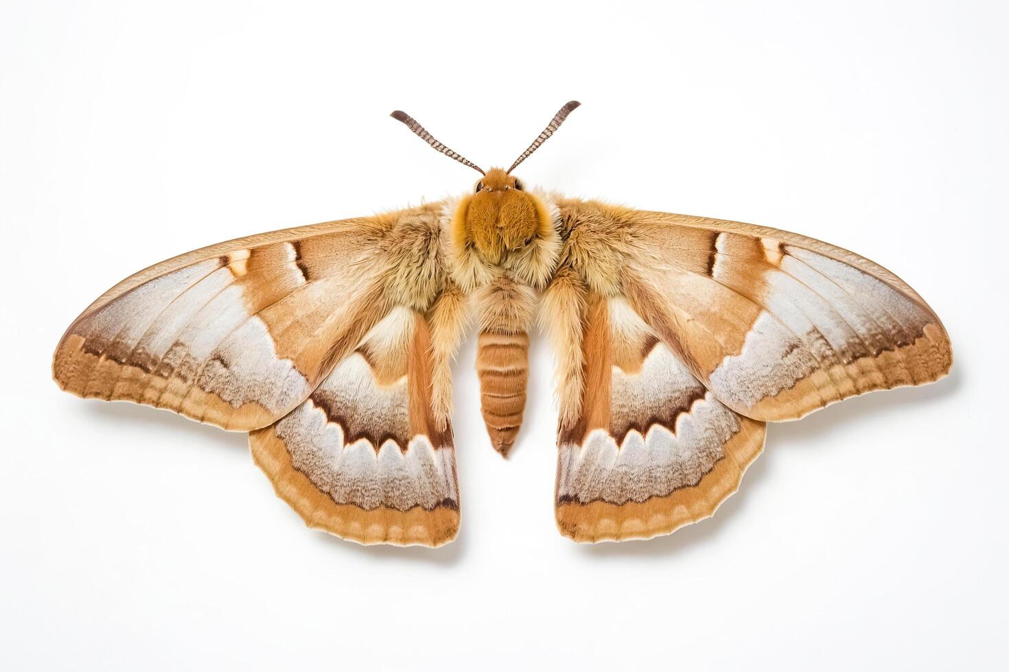 Moth with Spread Wings on White Background photo