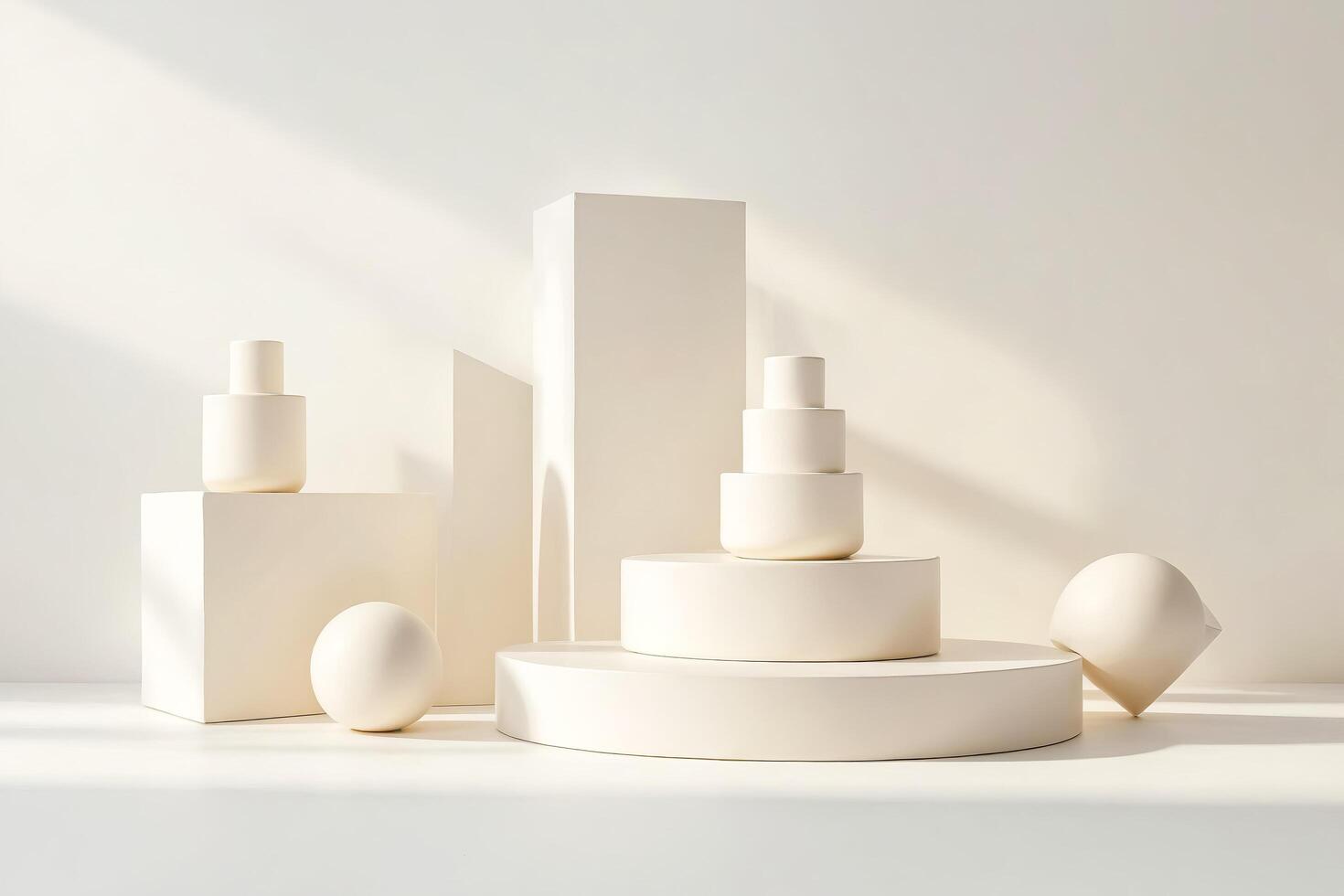 Minimalist Product Display with Geometric Shapes and Soft Lighting photo