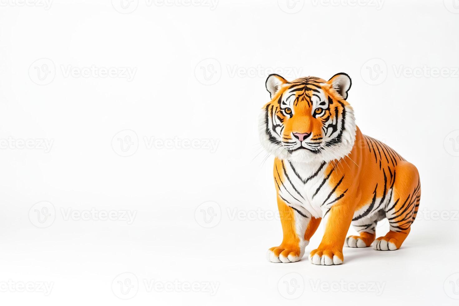 Tiger Sitting on White Background photo