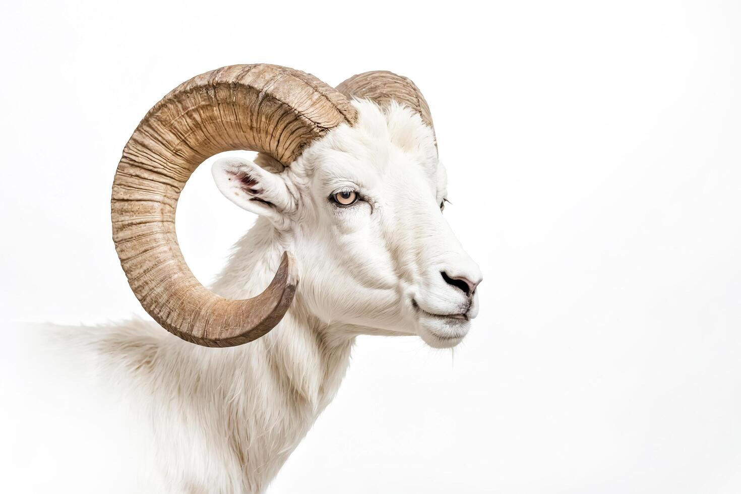 Close-up of a Dall Sheep with Large Curled Horns photo