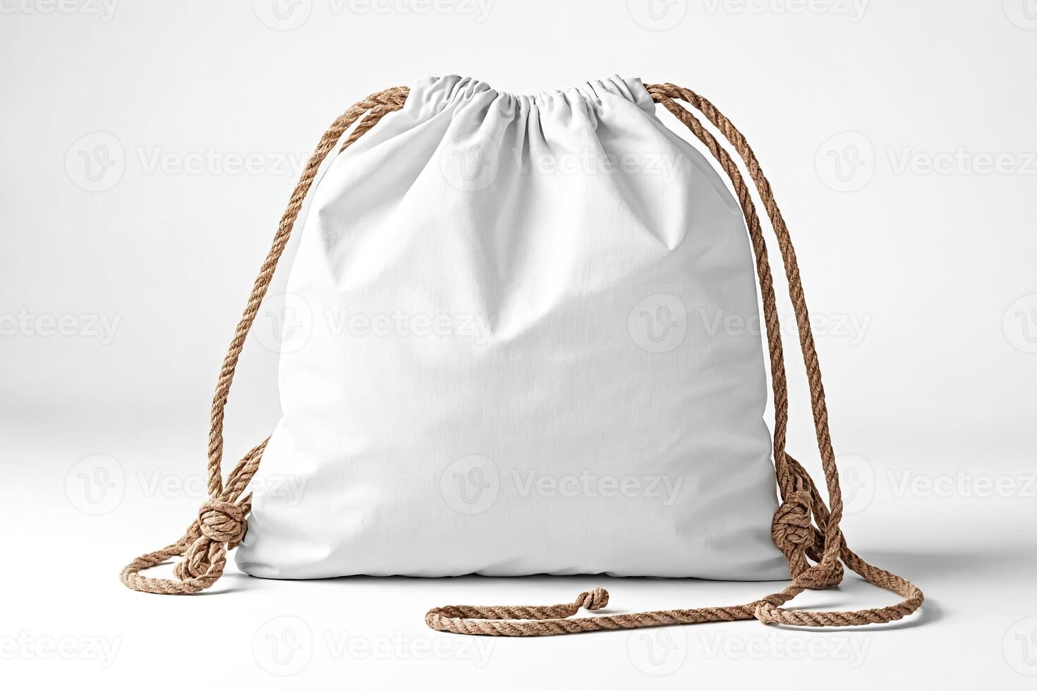 White Drawstring Bag with Rope Handles photo