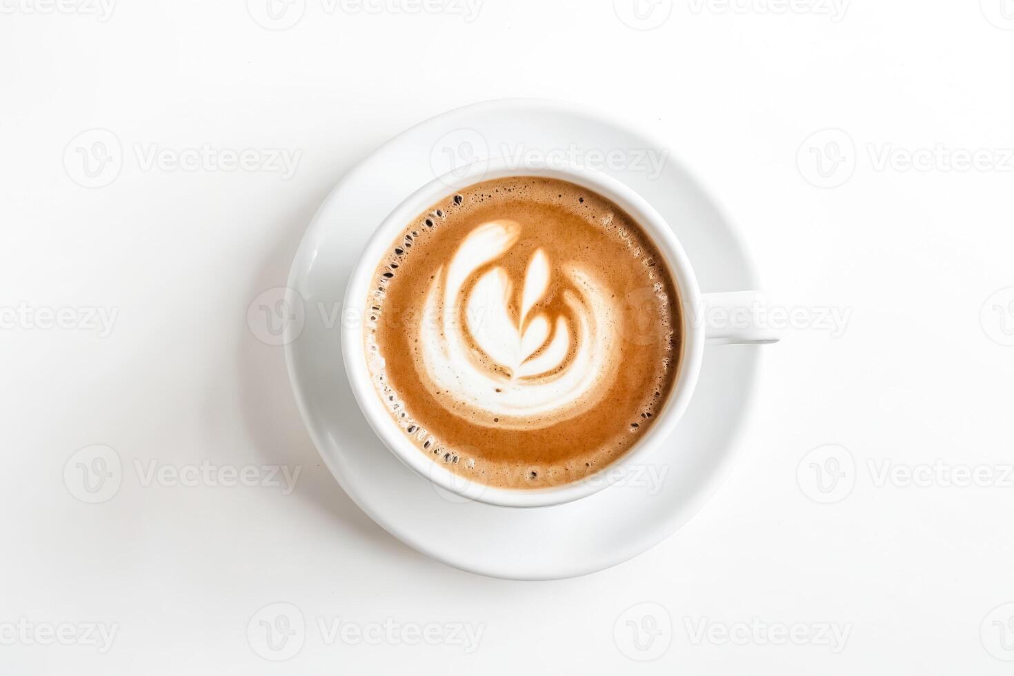 Top View of a Cup of Coffee with Latte Art photo
