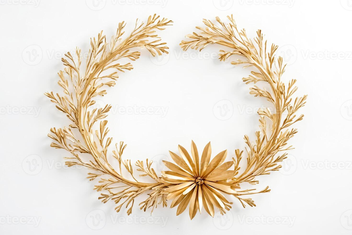 Golden Floral Wreath with a Flower in the Center photo