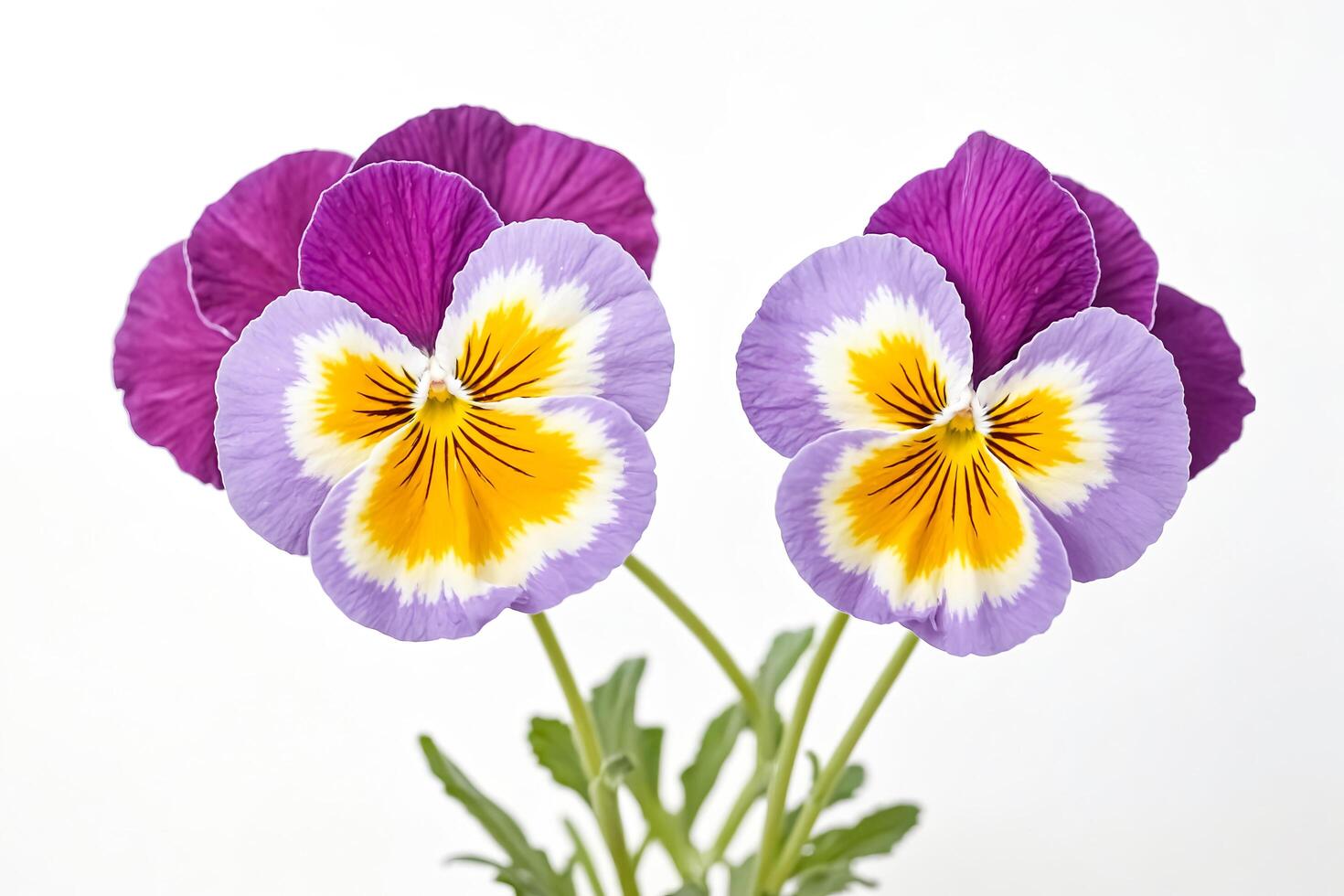 Closeup of Purple and Yellow Pansies photo