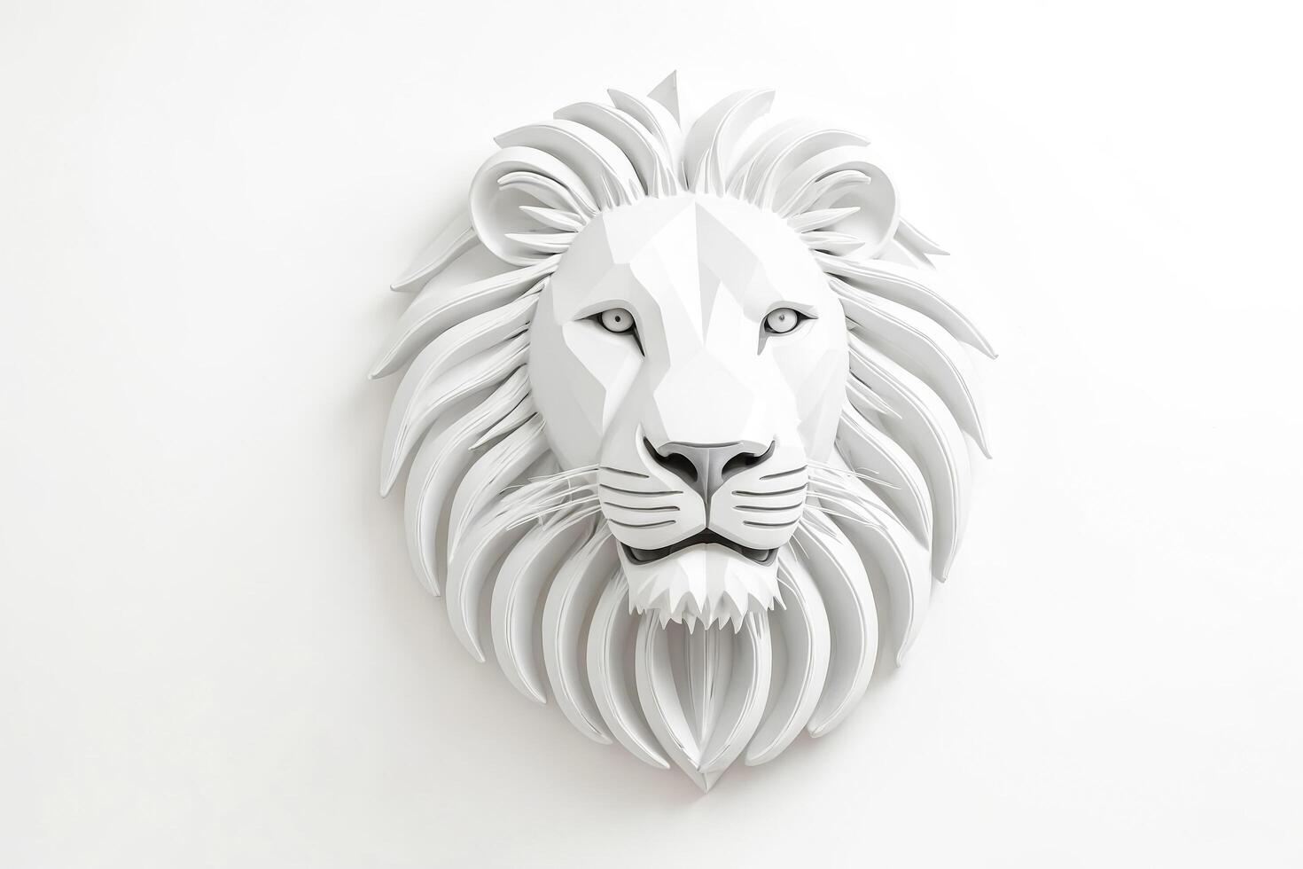 White Lion Head Sculpture photo