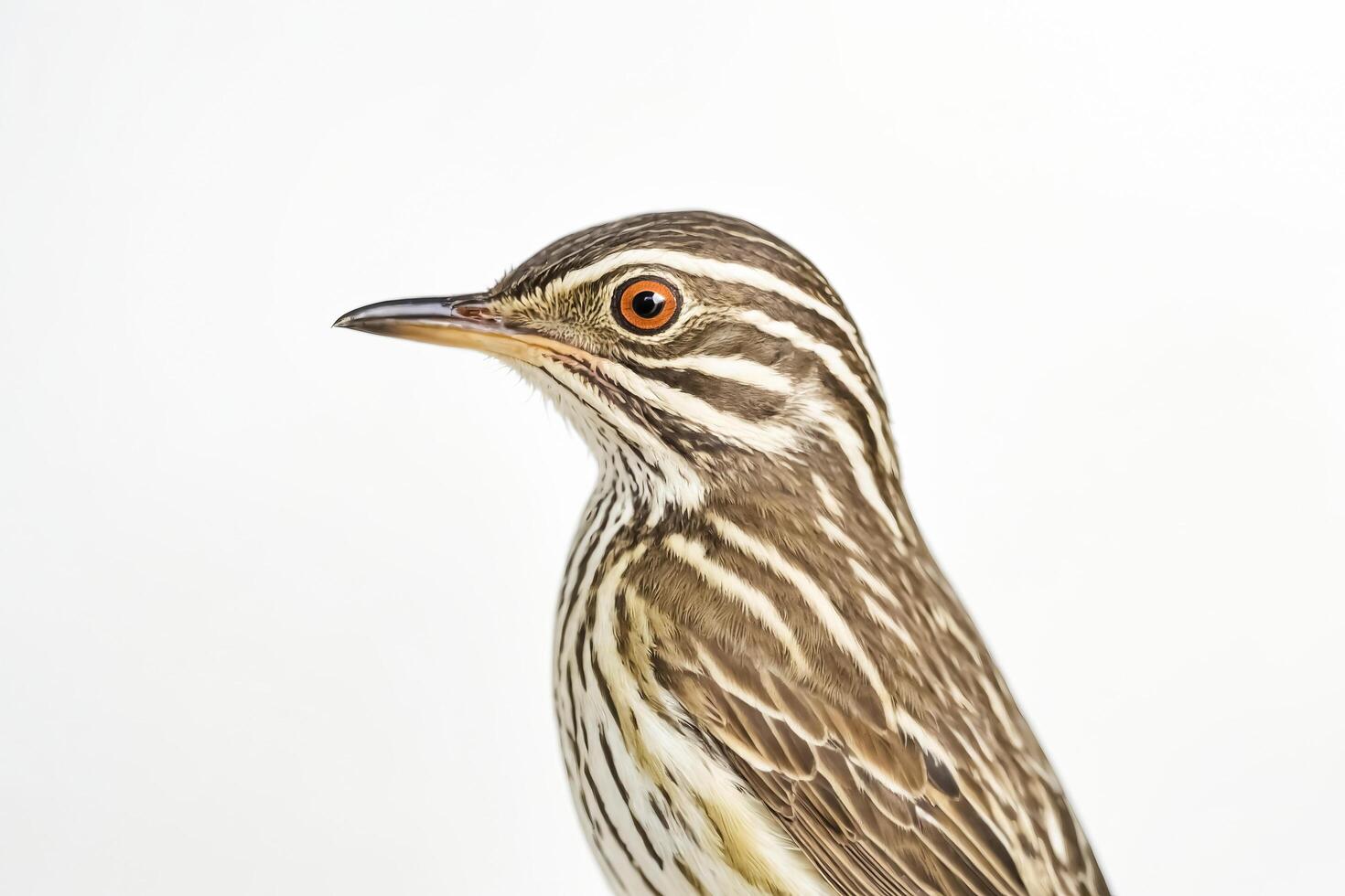 Closeup of a small bird with brown and white feathers photo