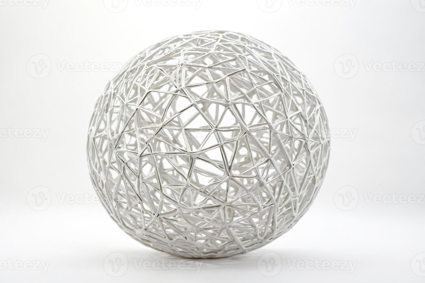 Abstract White Wire Sphere on White Background photo