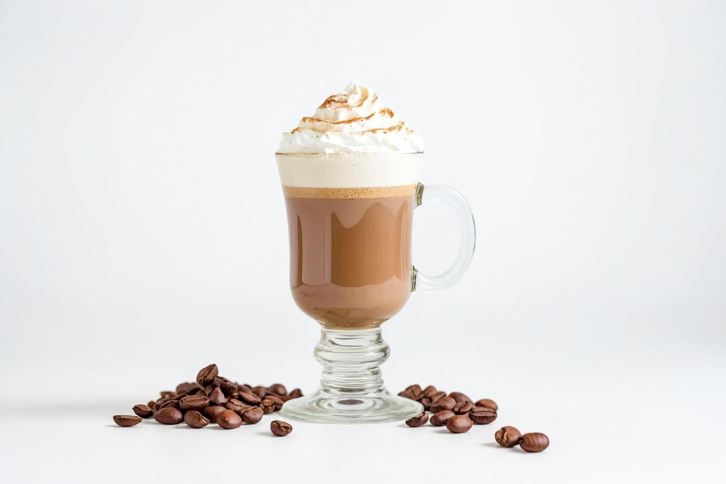 Iced Coffee with Whipped Cream and Coffee Beans photo