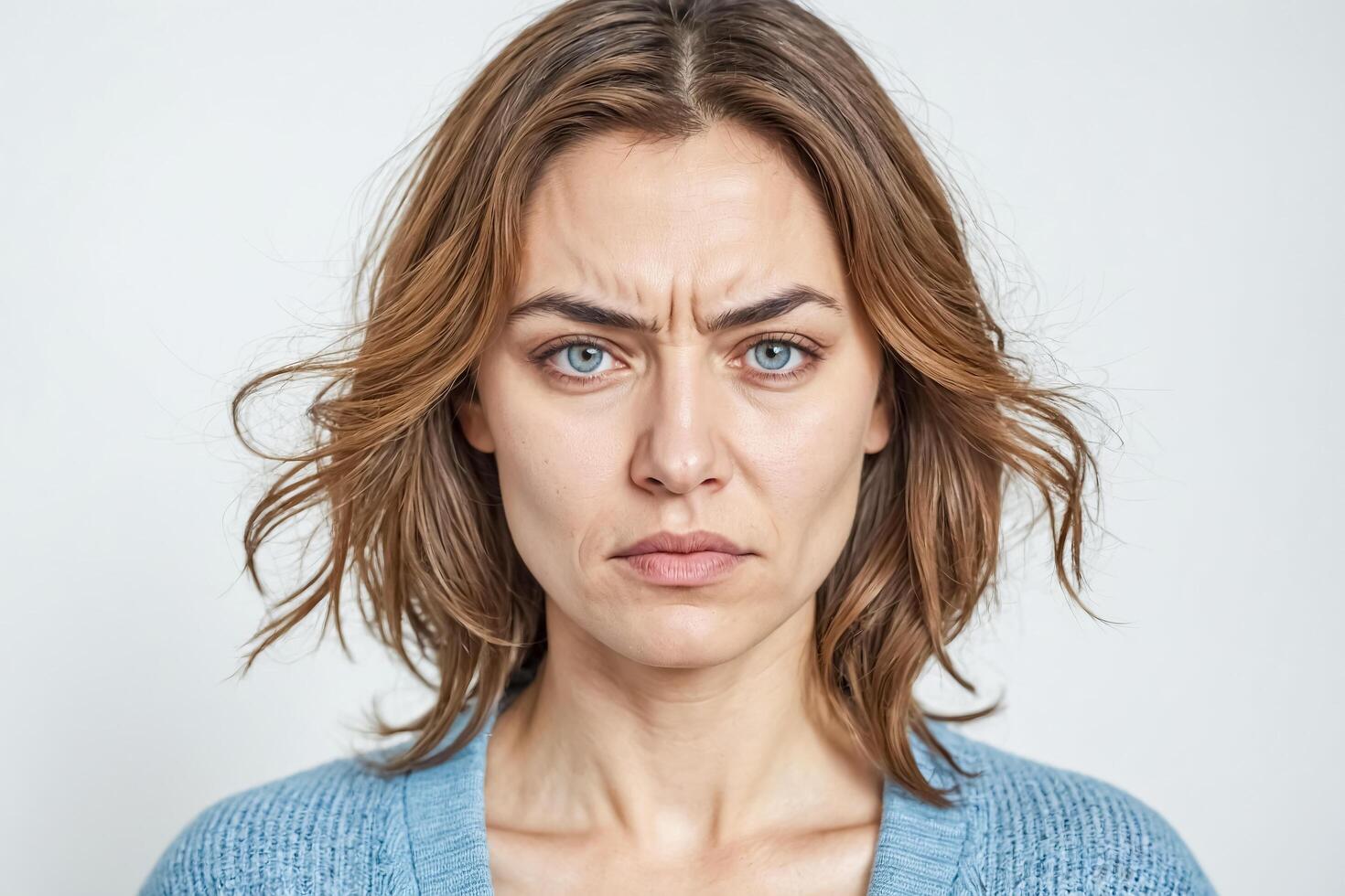 Portrait of a Woman with a Frowning Expression photo