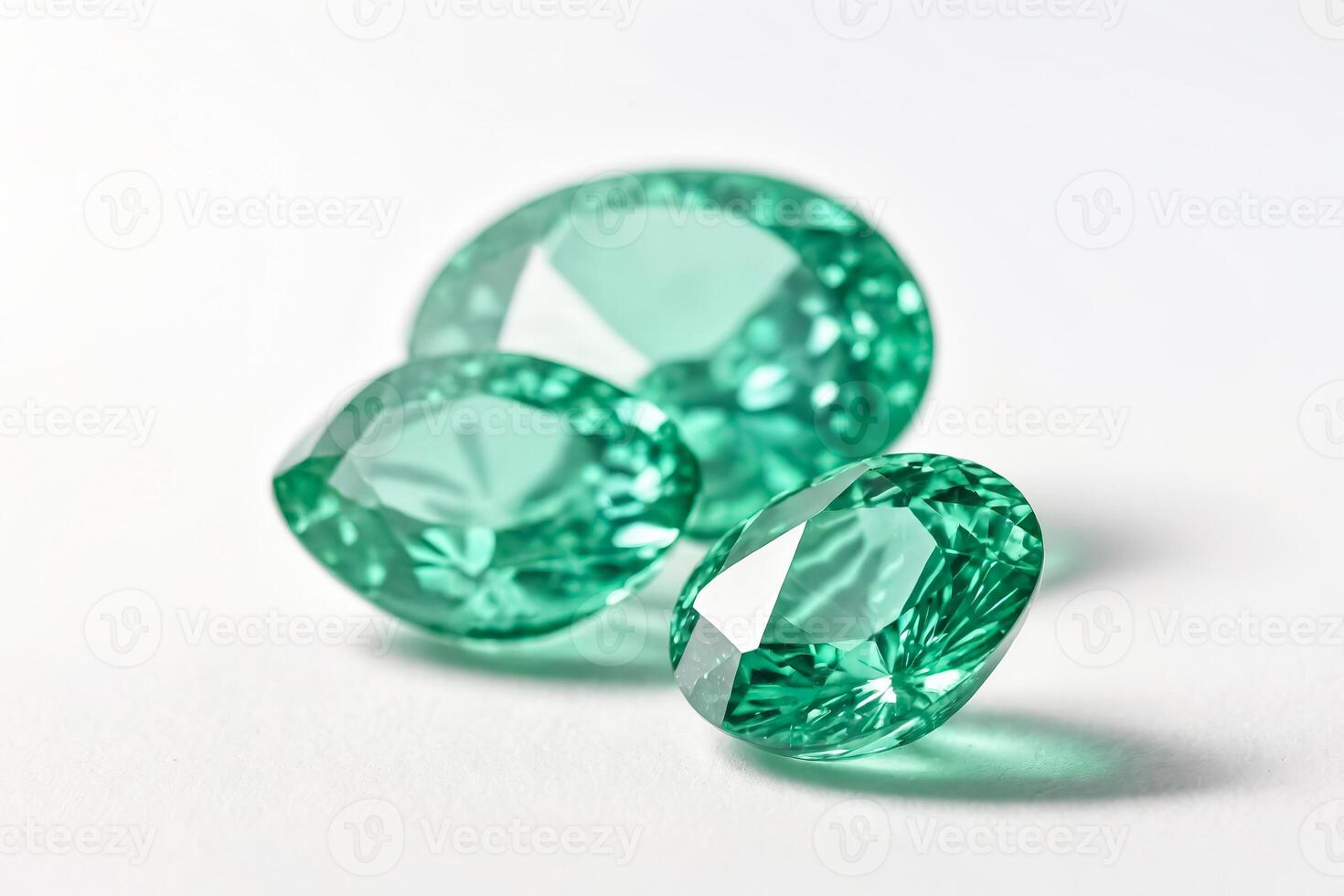 Green Gemstones on White Background photo