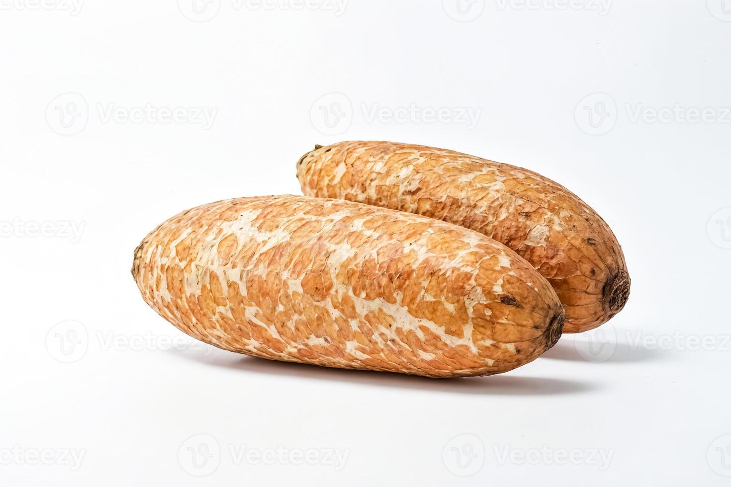 Two Brown Yams on a White Background photo