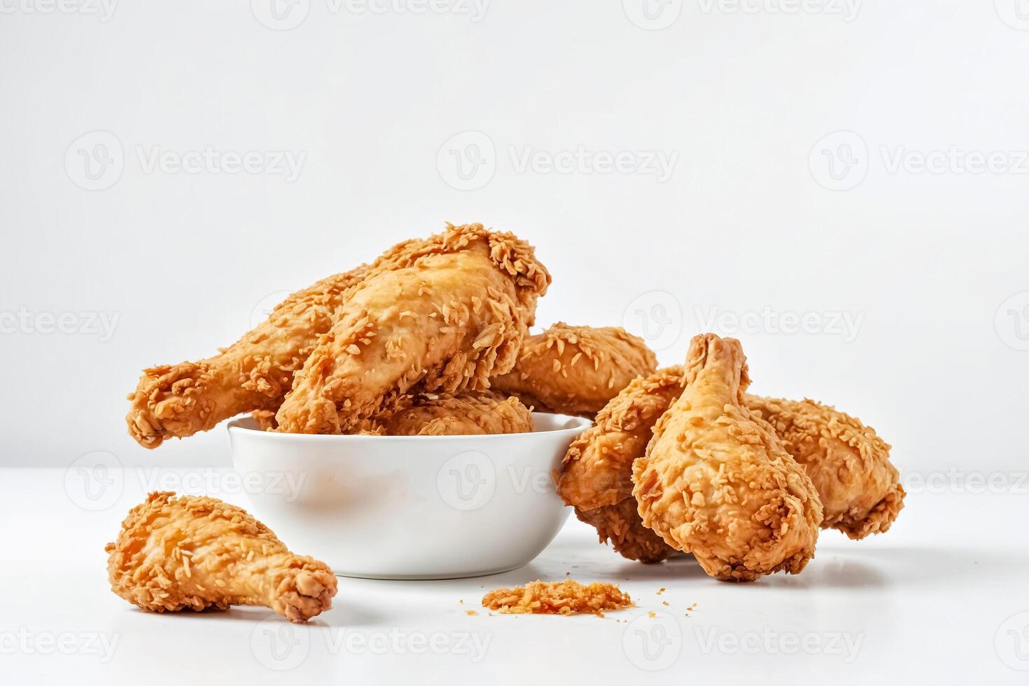 Crispy Fried Chicken Legs on a White Background photo