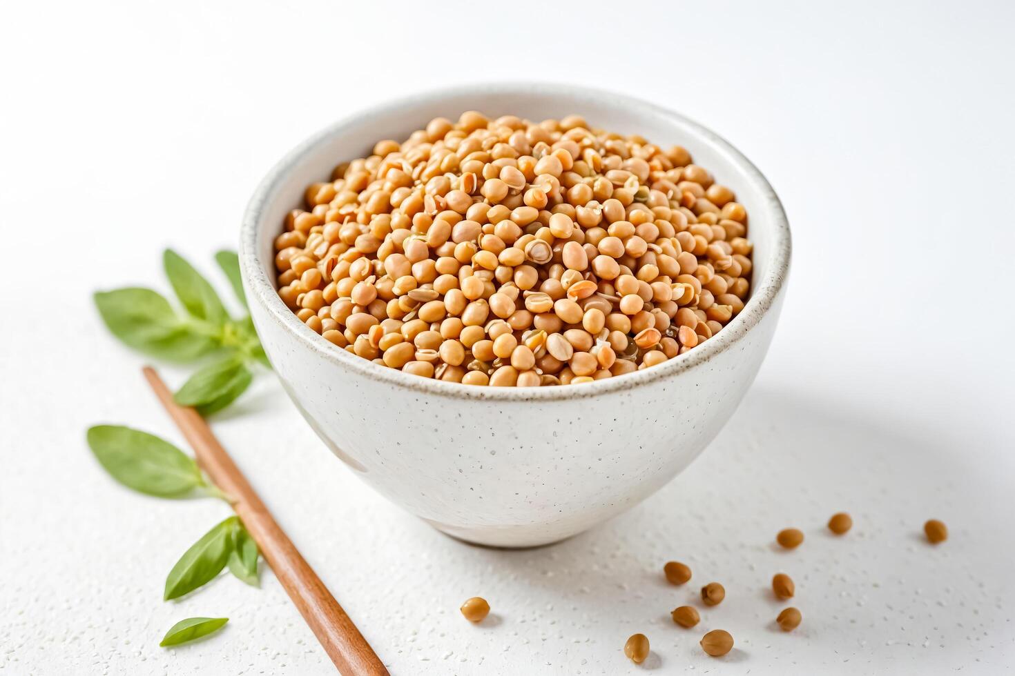 Dried peas in a white bowl on a white background photo