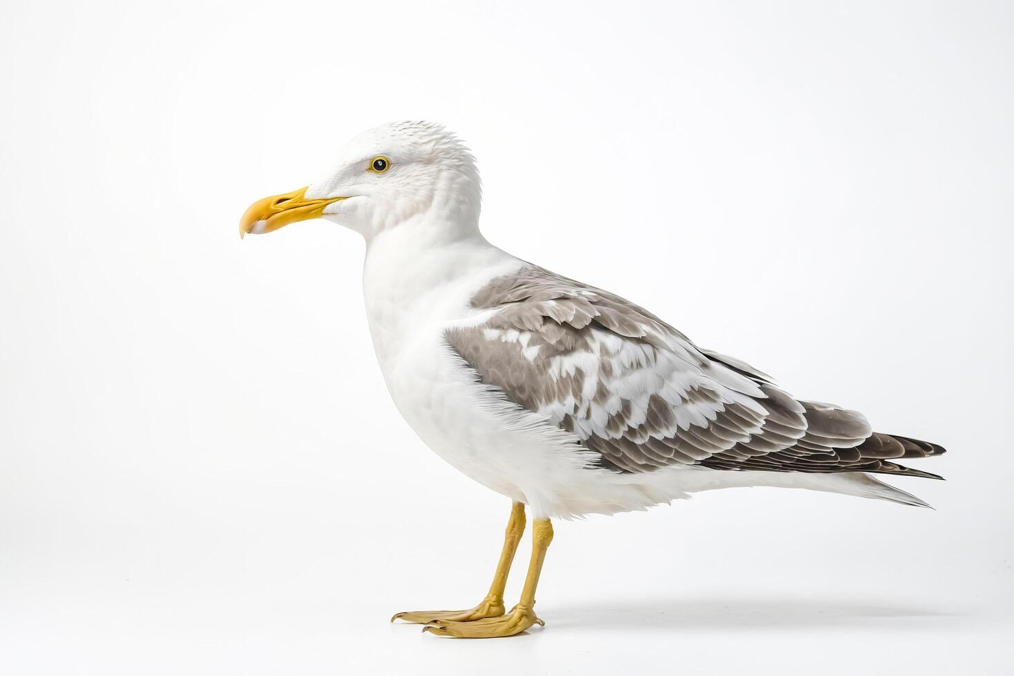 Seagull with Yellow Beak and Legs on White Background photo