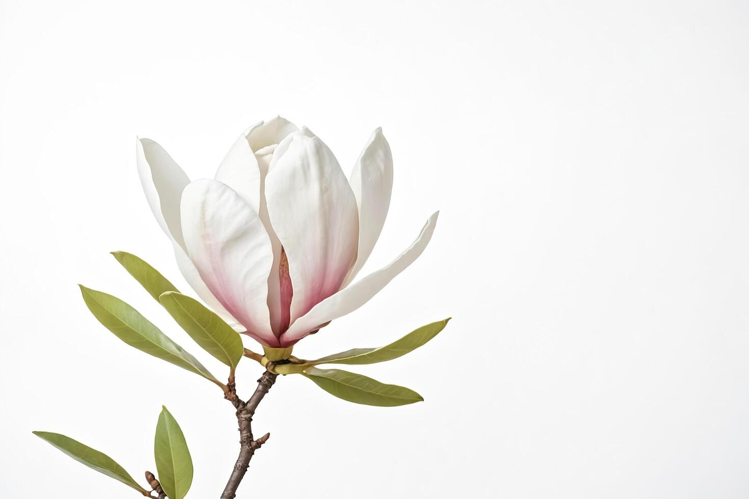 Single Magnolia Flower Blooming on a White Background photo