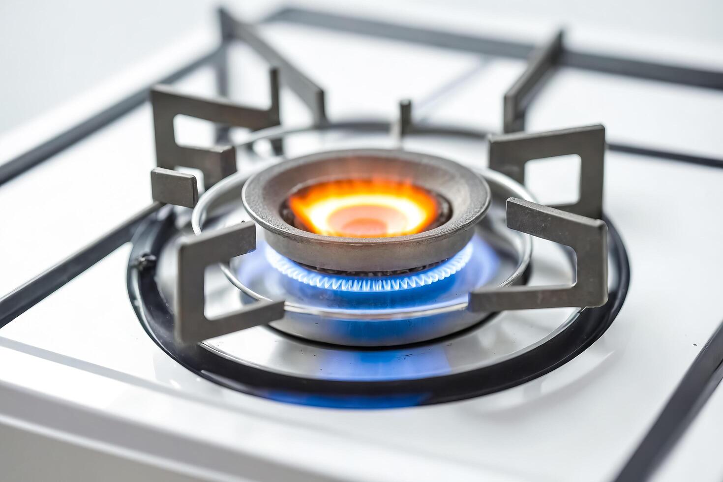 Gas Stove Burner With Blue Flame photo
