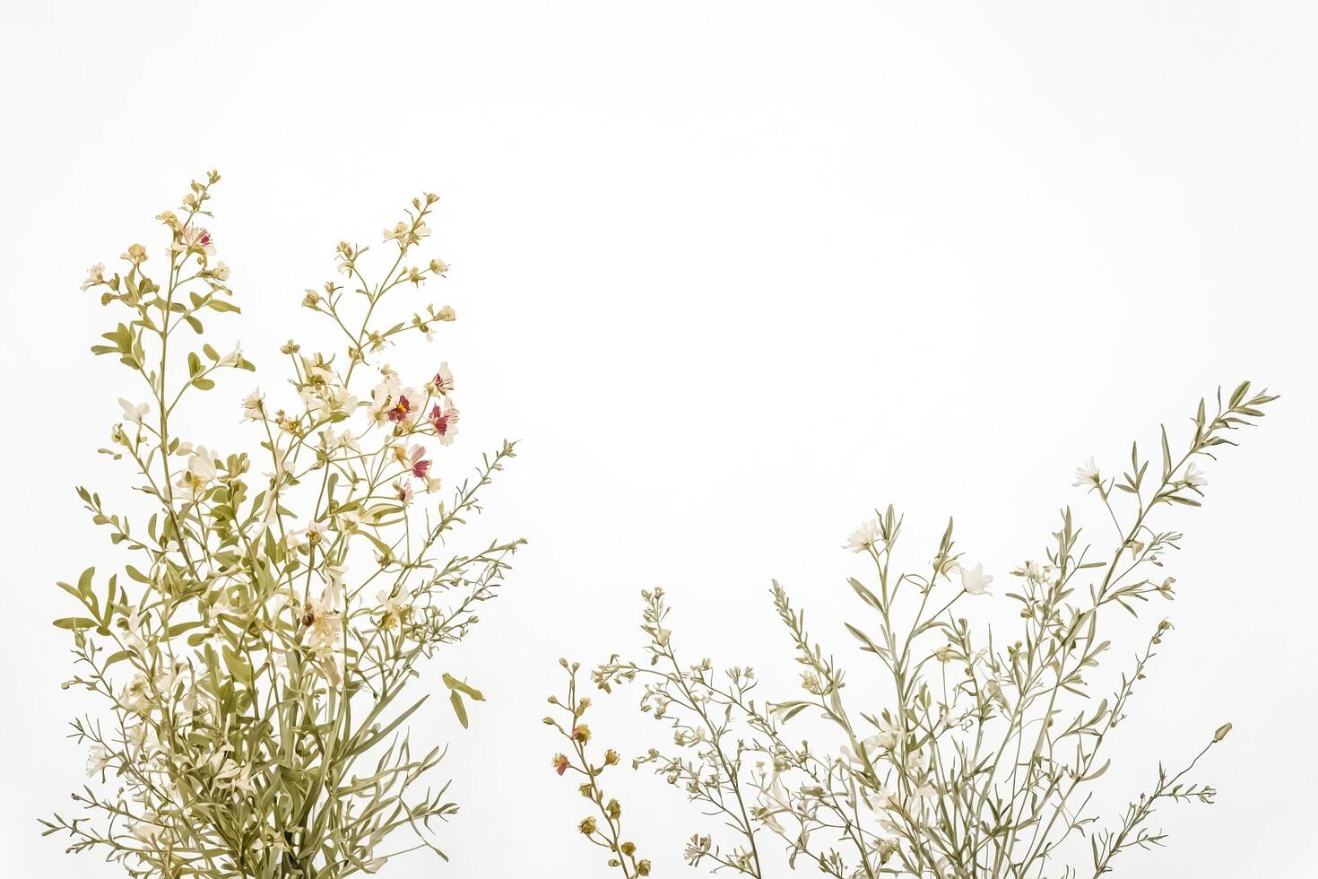 Delicate Dried Flowers on White Background photo