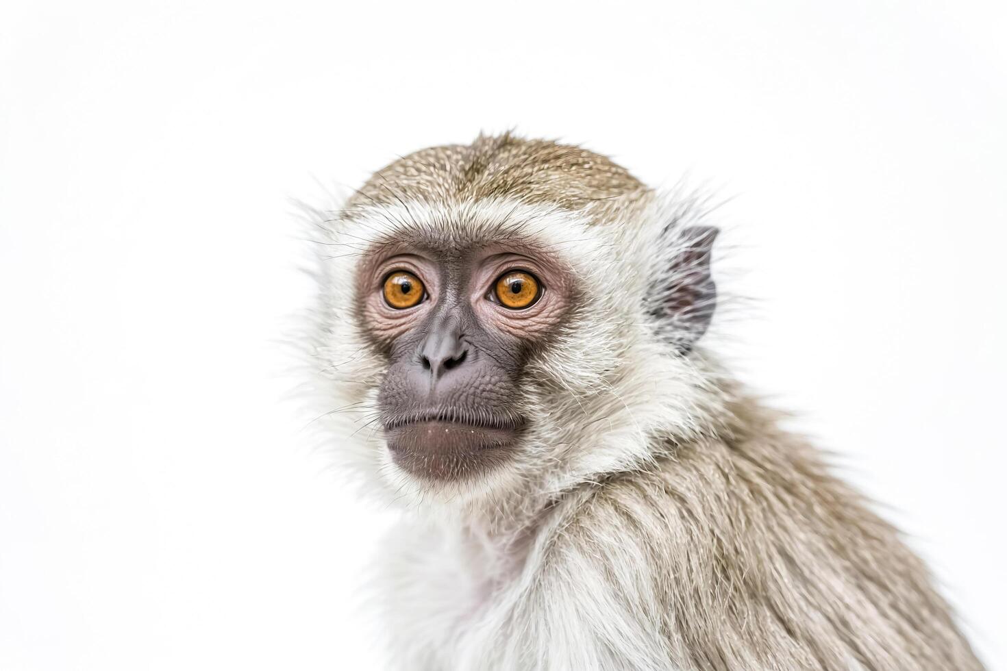 Close-up portrait of a young monkey with golden eyes photo
