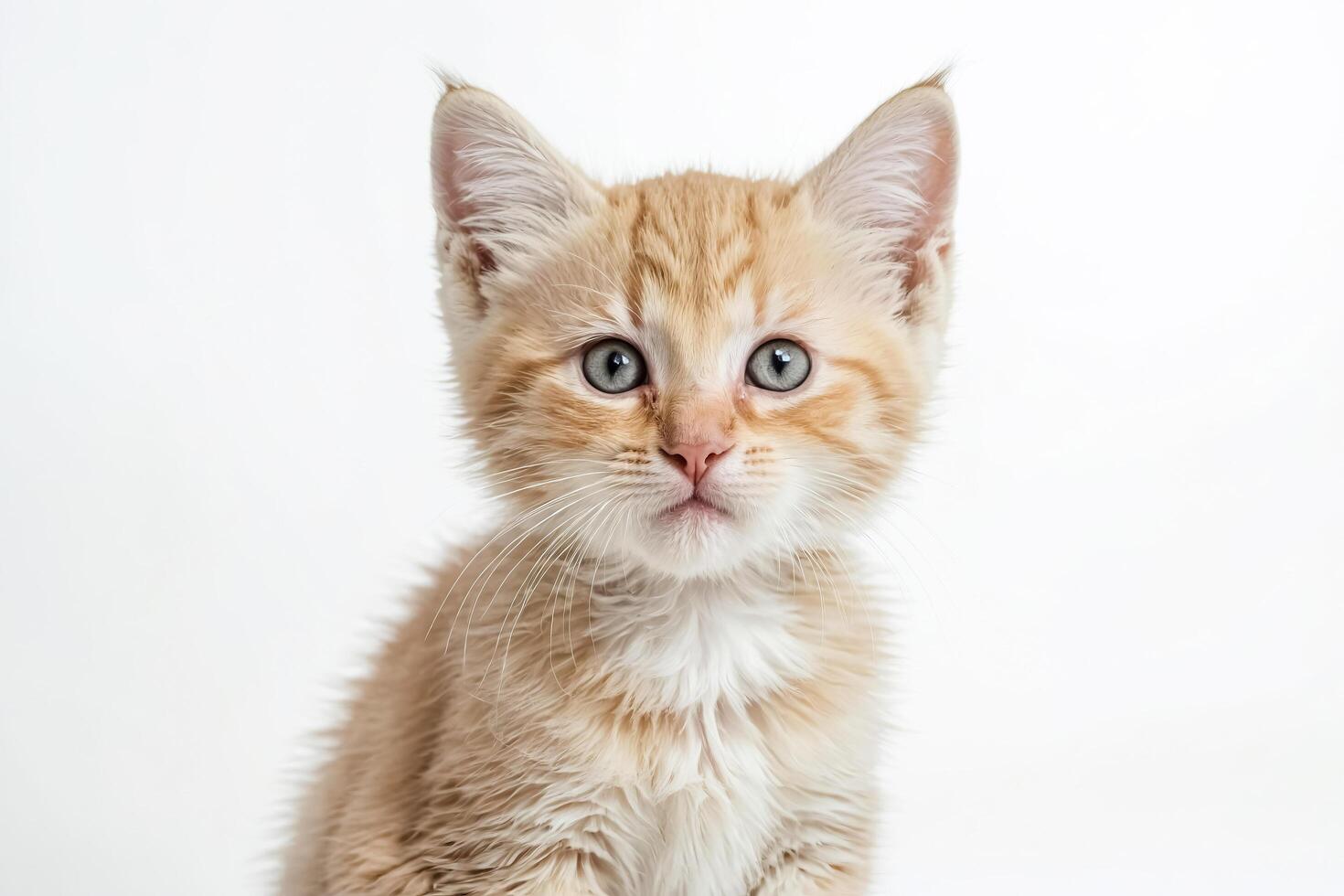 Adorable Orange Tabby Kitten on White Background photo